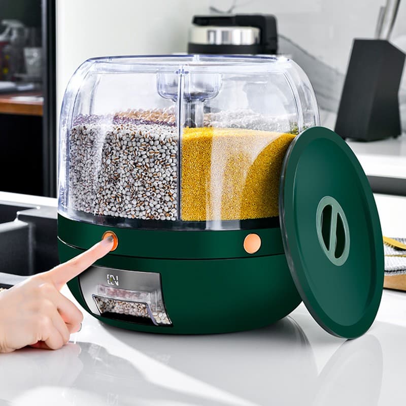 Dozator de cereale Flippy rotativ 360, 6 compartimente, capacitate 6 L, verde — imagine 3