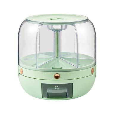 Dozator de cereale rotativ 360 Flippy 6 compartimente capacitate 6 L verde deschis