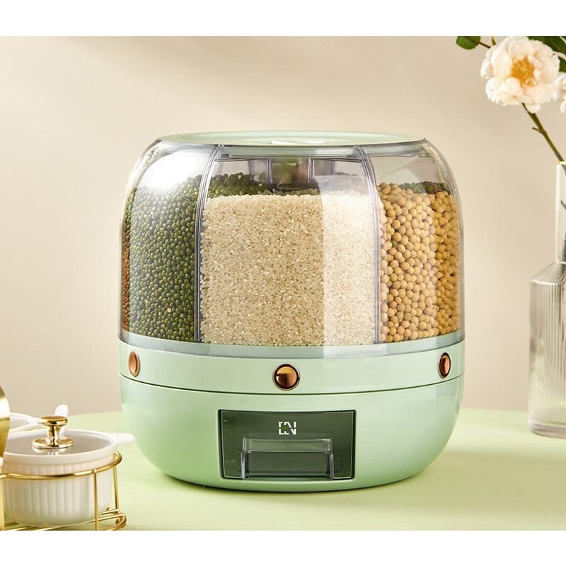 Dozator de cereale rotativ 360 Flippy 6 compartimente capacitate 6 L verde deschis — imagine 2