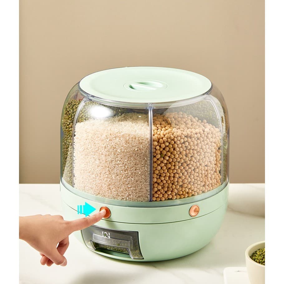 Dozator de cereale rotativ 360 Flippy 6 compartimente capacitate 6 L verde deschis — imagine 3