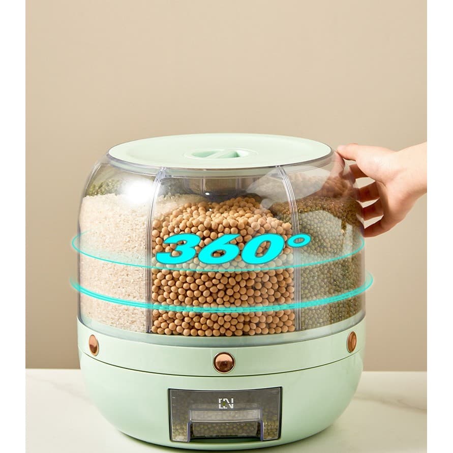 Dozator de cereale rotativ 360 Flippy 6 compartimente capacitate 6 L verde deschis — imagine 4