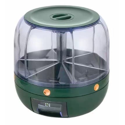 Dozator de cereale rotativ 360 Flippy 6 compartimente capacitate 3 L verde inchis — imagine 1