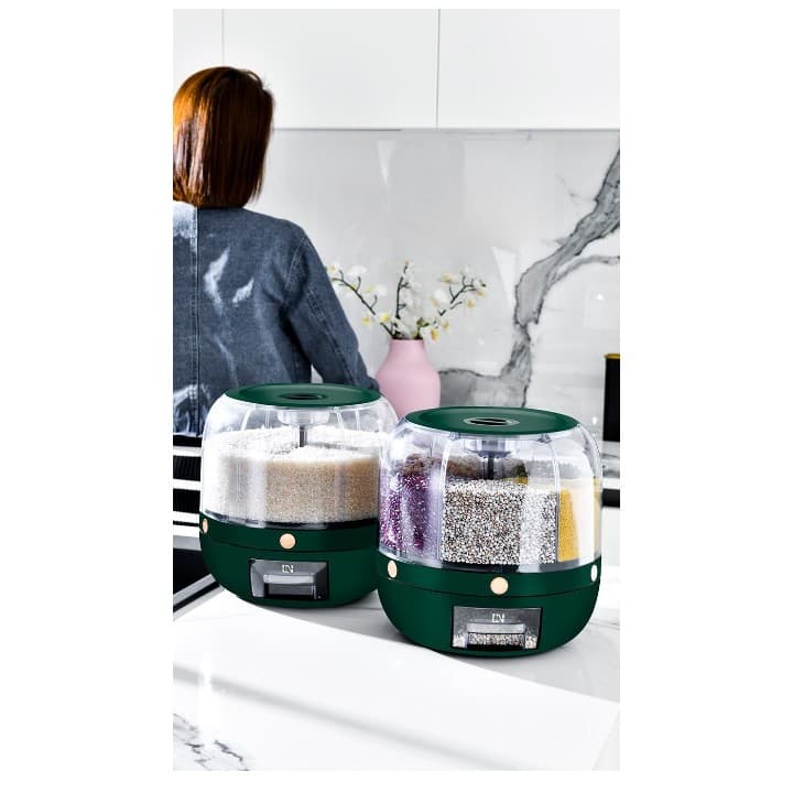 Dozator de cereale rotativ 360 Flippy 6 compartimente capacitate 3 L verde inchis — imagine 8