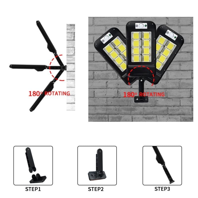 Lampa solara de exterior LED Flippy, 3072 Lumeni, Senzor de miscare, IP65 — imagine 6