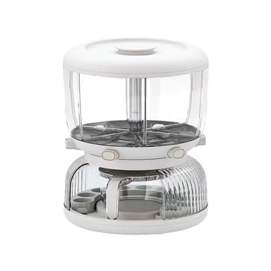 Dozator etajat de cereale Flippy, rotativ 360, 6 compartimente, capacitate 10L, alb