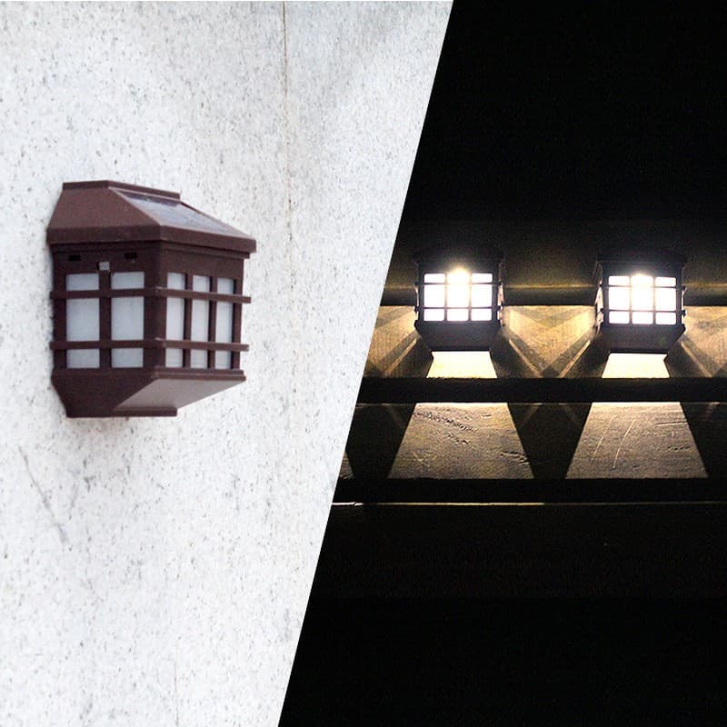 Lampa solara LED pentru perete, Flippy, Set 2 Bucati, Alb Cald, Maro — imagine 1
