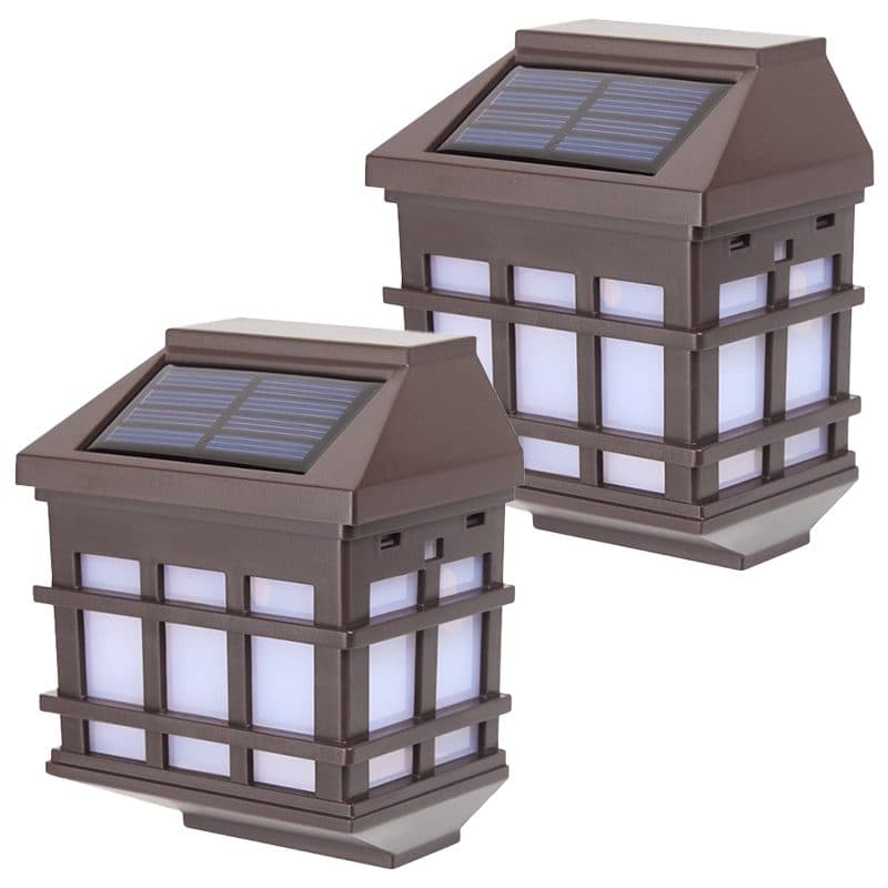 Lampa solara LED pentru perete, Flippy, Set 2 Bucati, Alb Cald, Maro — imagine 2