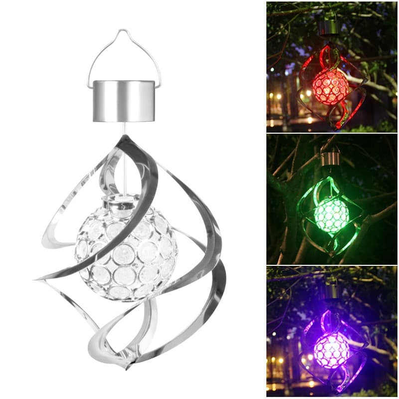 Lampa solara LED RGB pentru gradina/terasa, Flippy, cu glob de cristal și rotatie la vant — imagine 1