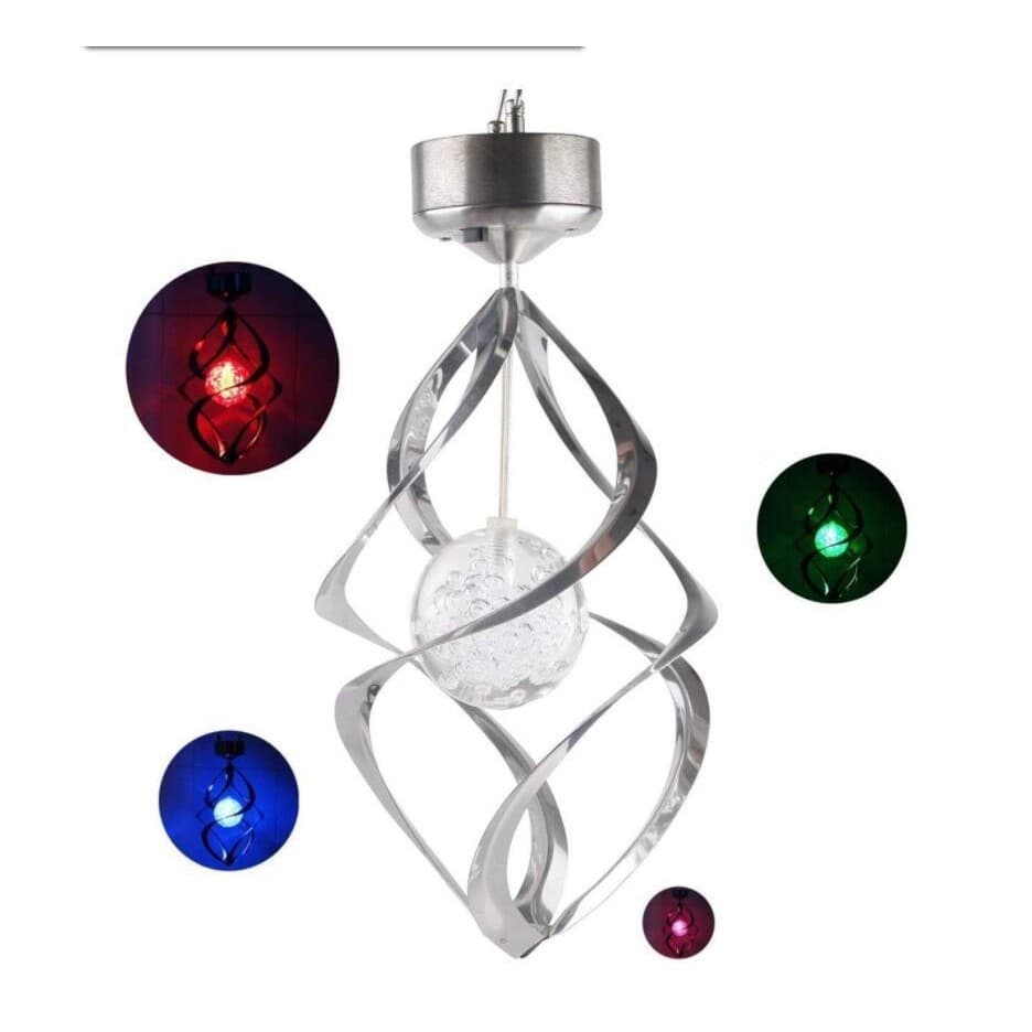 Lampa solara LED RGB spirala Flippy pentru gradina/terasa, se roteste de la vant, multicolor — imagine 4