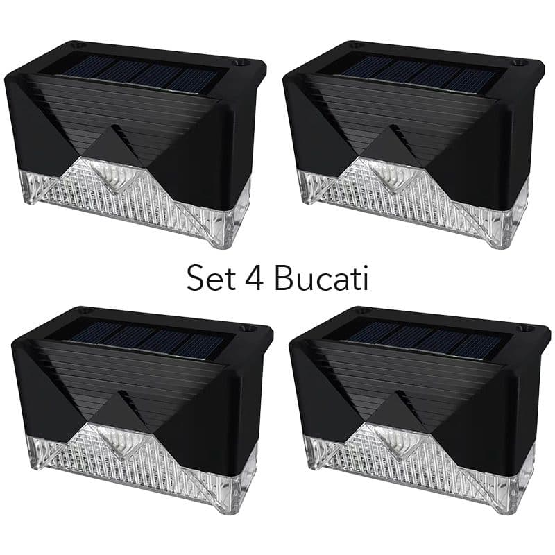 Aplica solara LED pentru gradina, Set 4 bucati, Flippy, Alb Cald, Negru — imagine 3