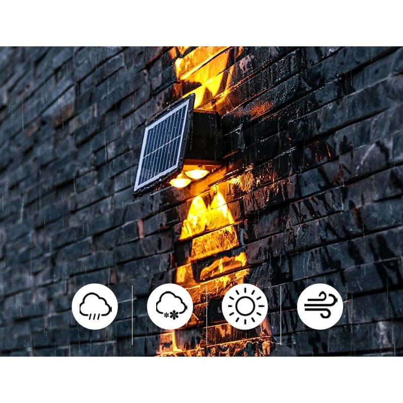 Lampa solara LED bidirecională dreptunghiulară pentru perete Flippy 6 LED-uri 5.5V ABS IP65 alb cald — imagine 1