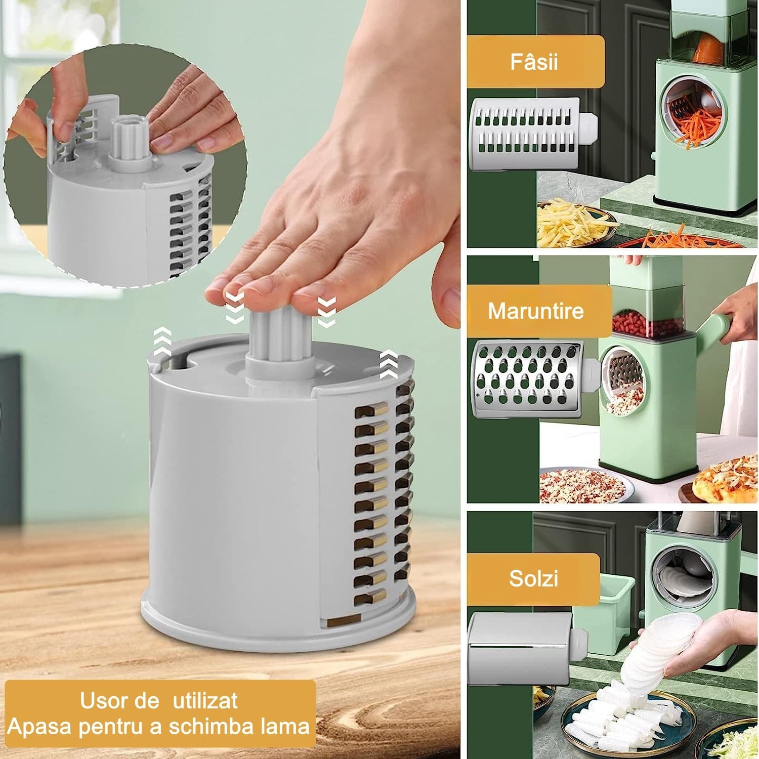 Feliator manual pentru legume Flippy 3 lame otel inxodabil — imagine 3