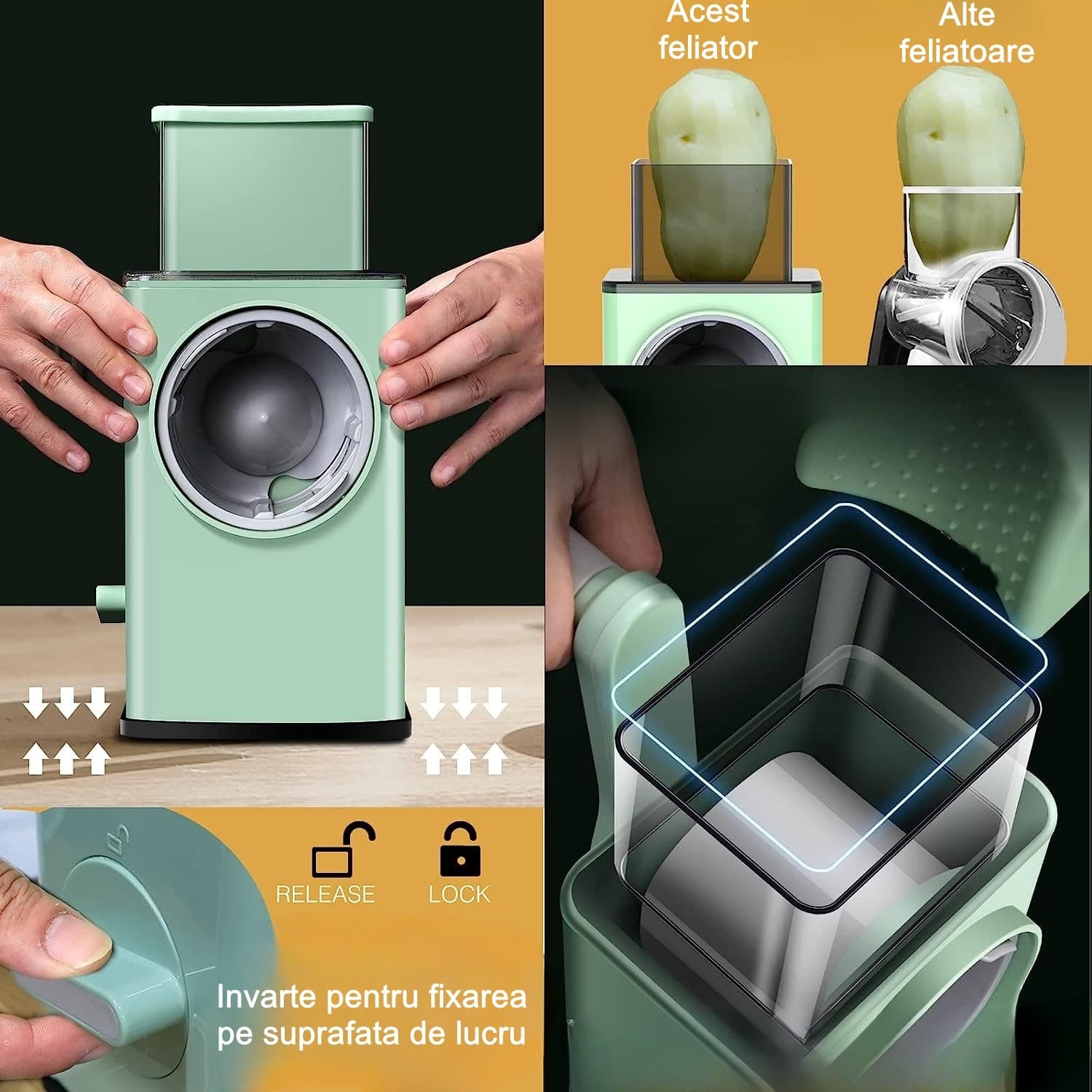 Feliator manual pentru legume Flippy 3 lame otel inxodabil — imagine 4