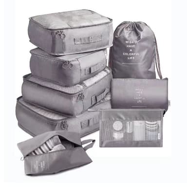 Set de huse organizare bagaj Flippy, set de 8, poliester, impermeabil, pentru calatorie