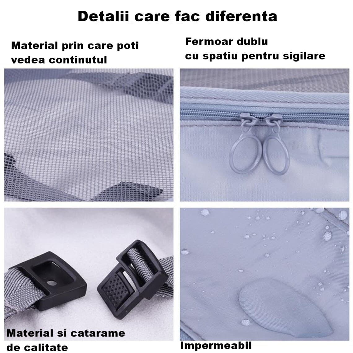 Set de huse organizare bagaj Flippy, set de 8, poliester, impermeabil, pentru calatorie — imagine 3