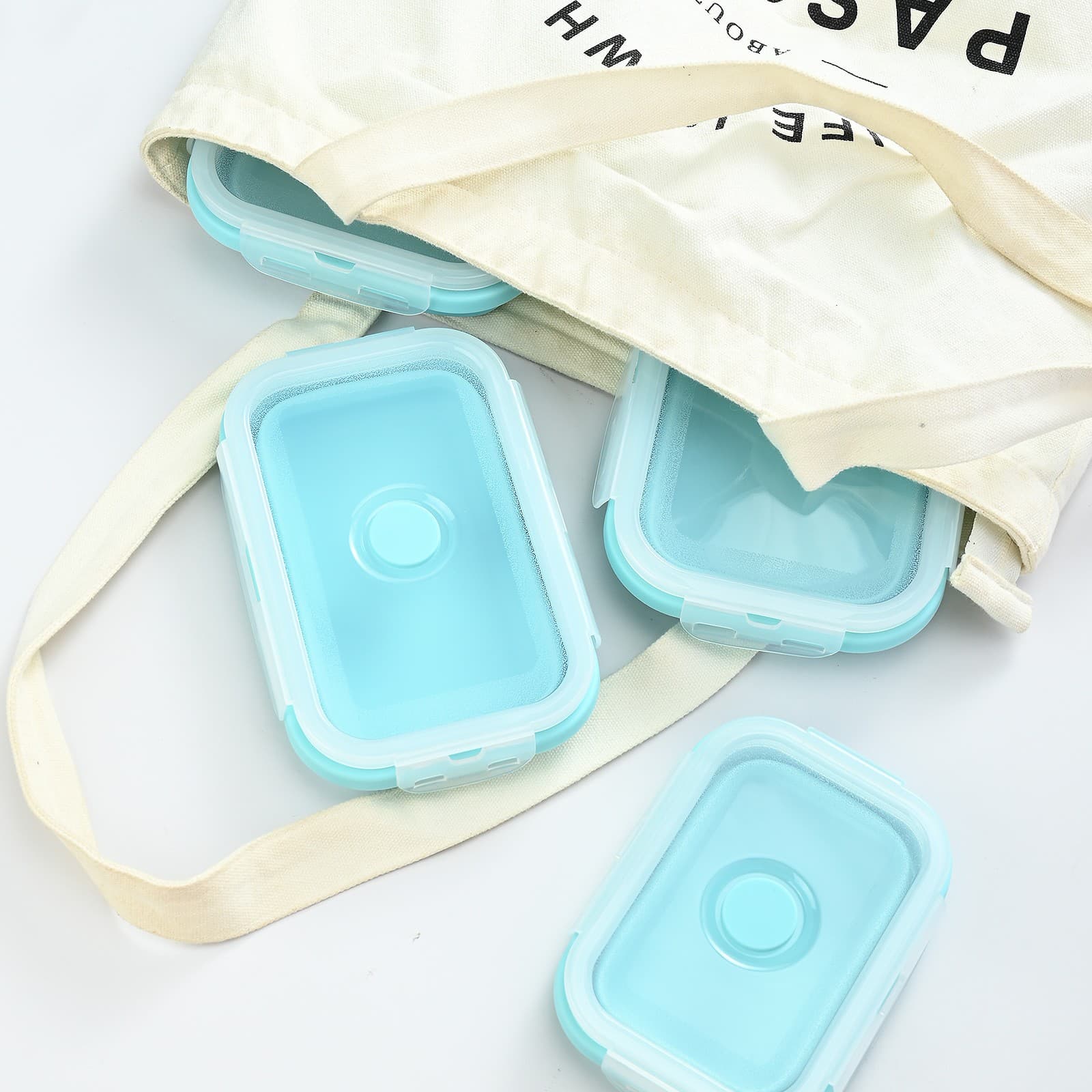 Caserole pliabile Flippy Set 3 Silicon Albastru — imagine 5