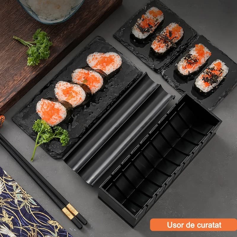 Set ustensile pentru facut sushi Flippy 10 piese forme clasice si inima — imagine 2