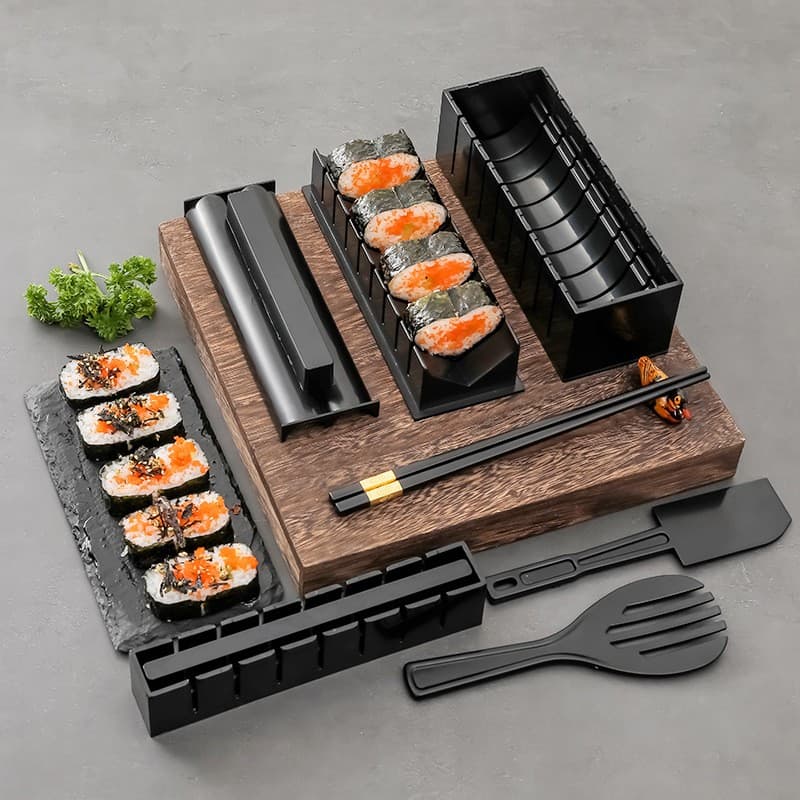Set ustensile pentru facut sushi Flippy 10 piese forme clasice si inima — imagine 7