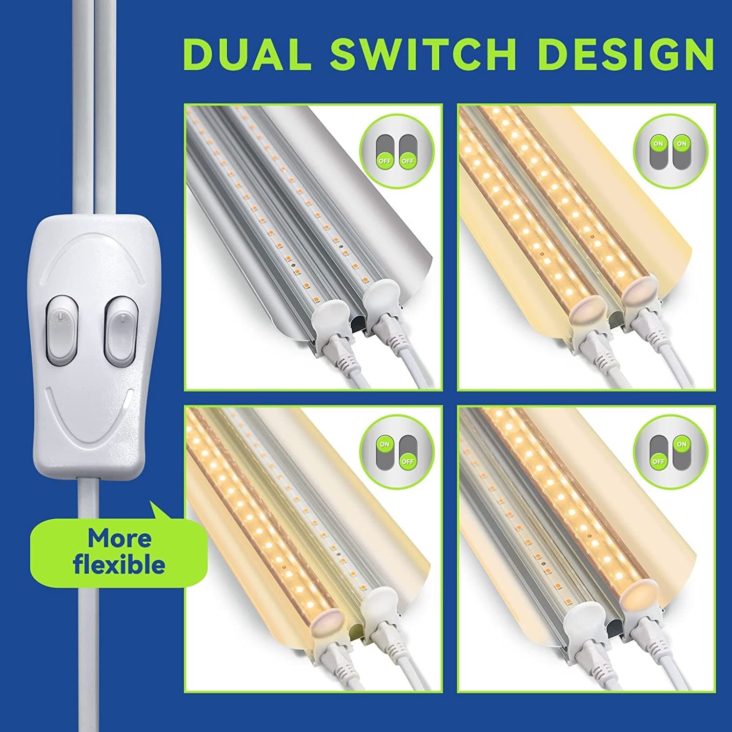 Lampa dubla pentru cresterea plantelor Flippy 50 cm T5 LED Alb cald — imagine 5