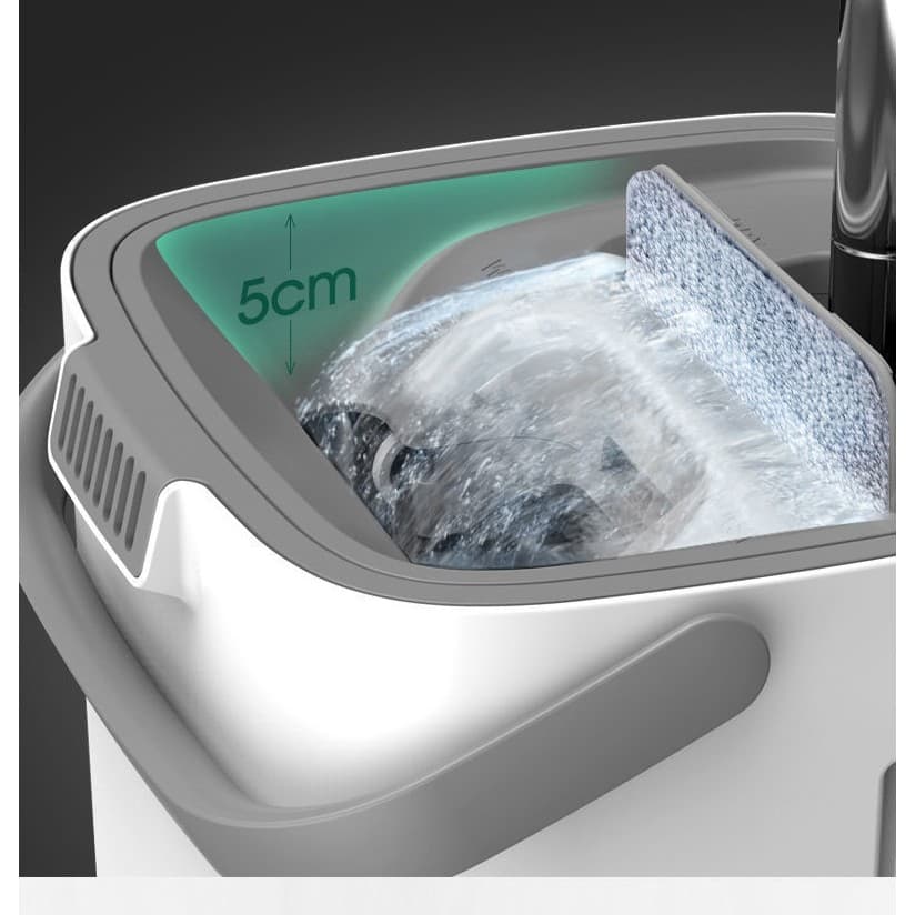 Set de curatenie Mop plat, galeata cu 2 cuve, 4 rezerve microfibra, Flippy Alb — imagine 4
