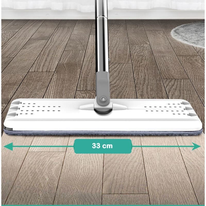 Set de curatenie Mop plat, galeata cu 2 cuve, 4 rezerve microfibra, Flippy Alb — imagine 5