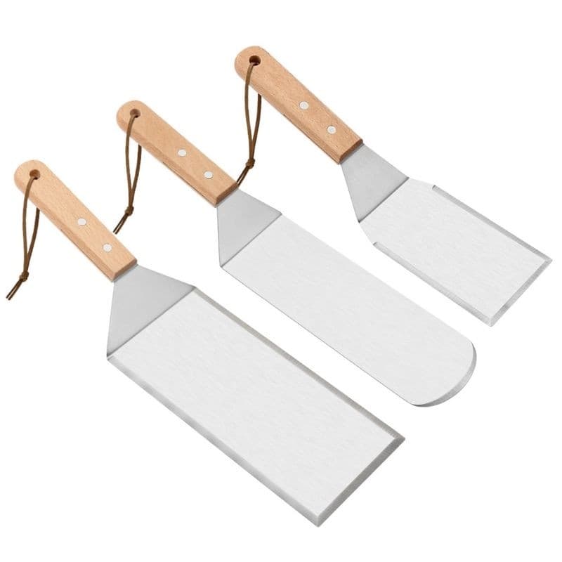 Set de spatule pentru gratar Flippy, Inox, Maner din lemn — imagine 1