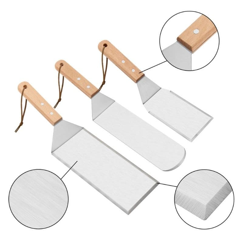Set de spatule pentru gratar Flippy, Inox, Maner din lemn — imagine 5