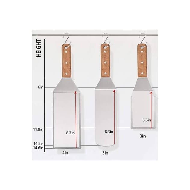Set de spatule pentru gratar Flippy, Inox, Maner din lemn — imagine 6