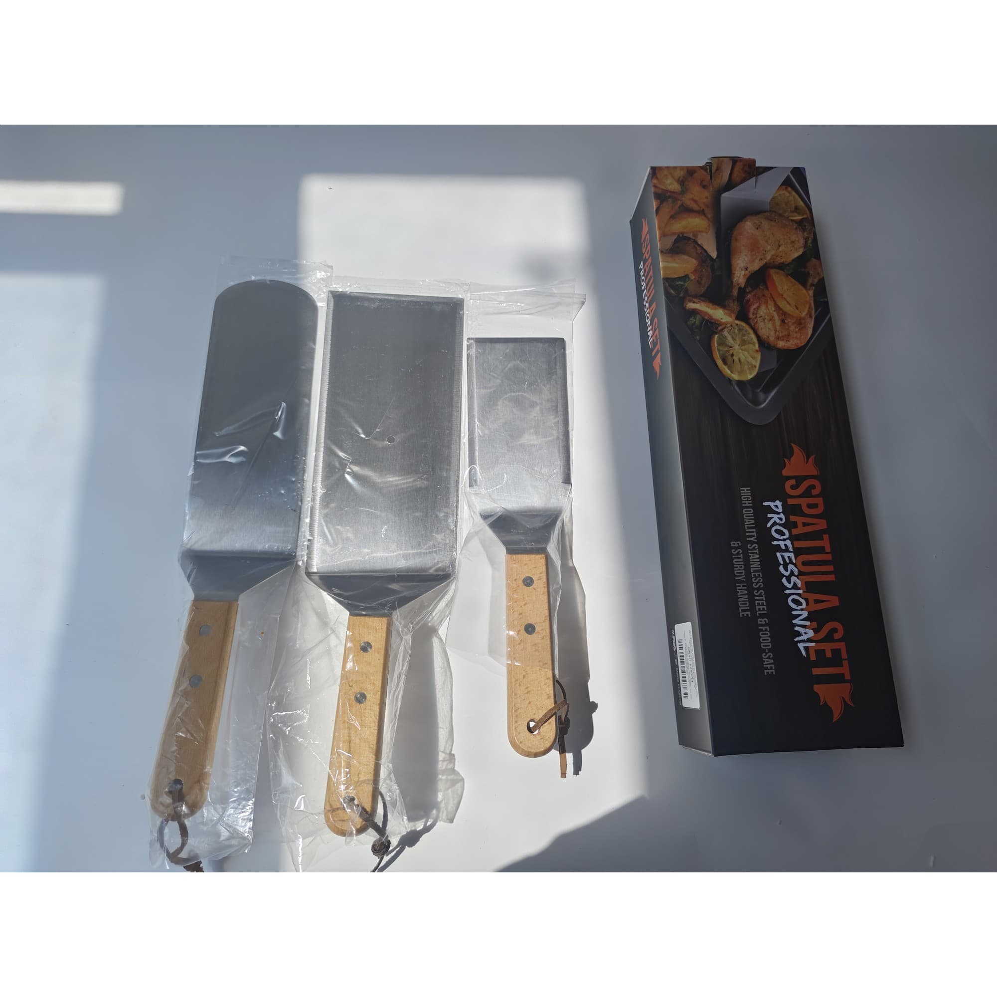 Set de spatule pentru gratar Flippy, Inox, Maner din lemn — imagine 8