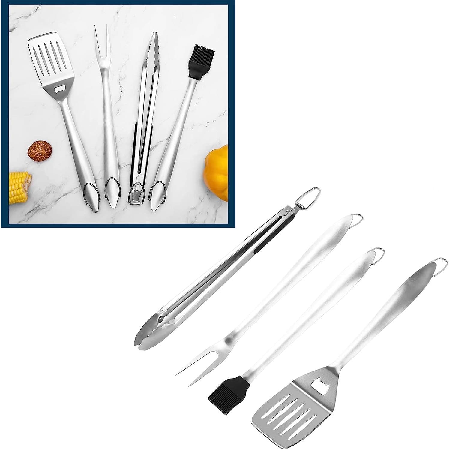 Set de ustensile pentru gratar Flippy Inox 4 piese — imagine 4
