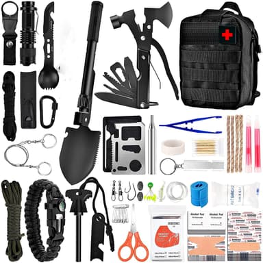 Kit supravietuire multifuncional Flippy 42 de Instrumenturi Profesionale Echipament de Prim-Ajutor Negru