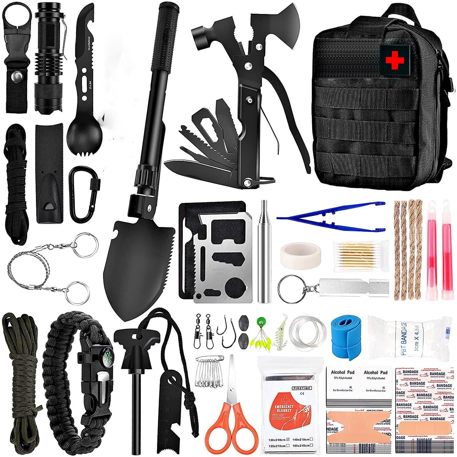 Kit supravietuire multifuncional Flippy 42 de Instrumenturi Profesionale Echipament de Prim-Ajutor Negru — imagine 1