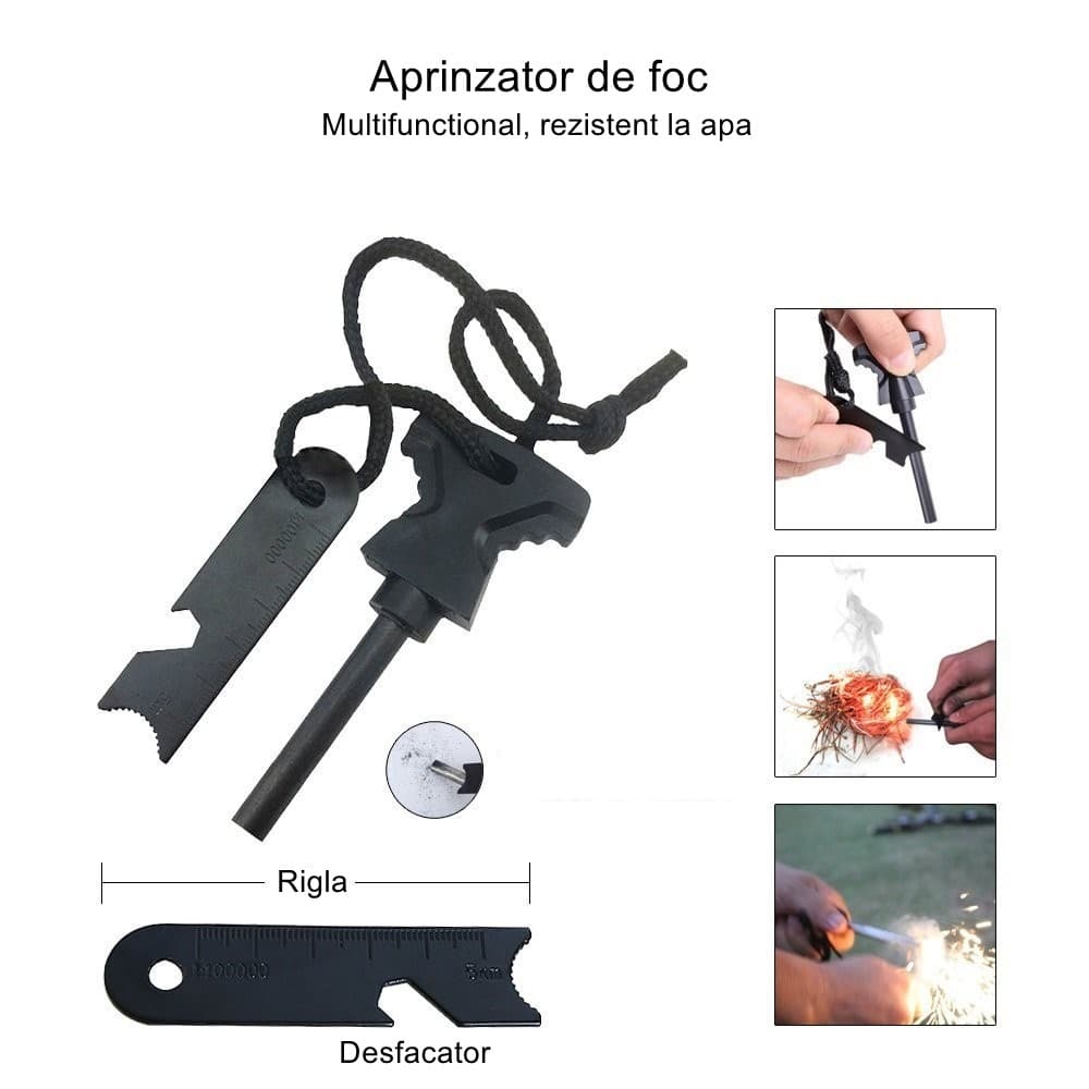 Kit supravietuire multifuncional Flippy 42 de Instrumenturi Profesionale Echipament de Prim-Ajutor Negru — imagine 7