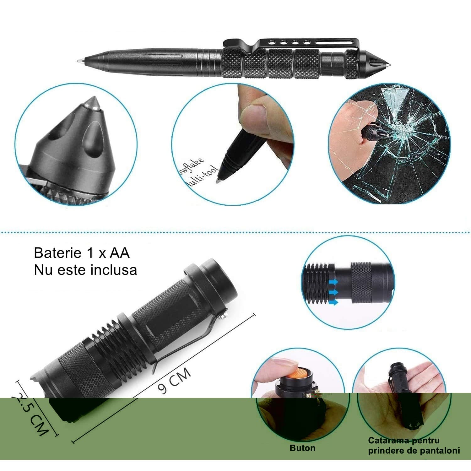 Kit supravietuire multifunctional Flippy Instrumentelor profesionale, Agatatoare ghiozdan, pentru Camping, Drumetii, Aventuri in aer liber, negru — imagine 5