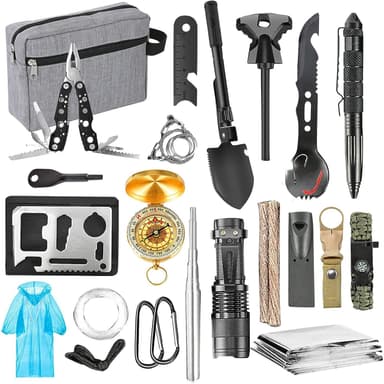 Kit supravietuire multifunctional Flippy pentru camping, drumetii si aventuri in aer liber