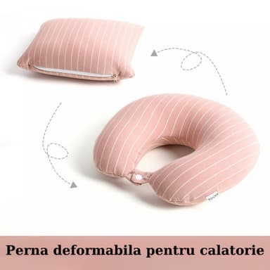 Perna de calatorie Flippy 2 in 1 Spuma cu memorie Roz