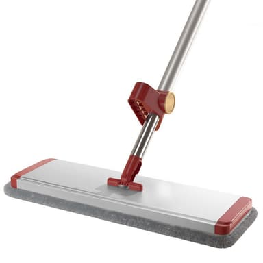 Mop plat cu laveta din microfibra, Flippy, cu 2 lavete, sistem de stoarcere, tija telescopica 130 cm, rotire 360 deg, Rosu