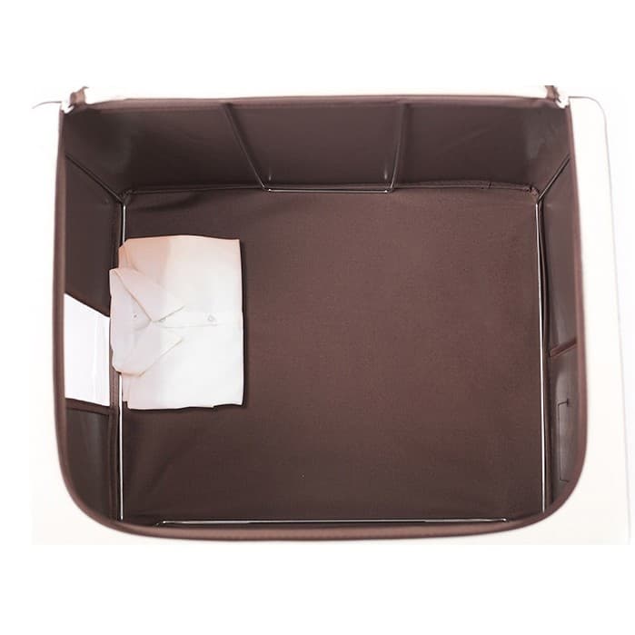 Cutie de depozitare pliabila Flippy cu fereastra si fermuar dublu, 66 L, Textil Premium, Maro — imagine 5