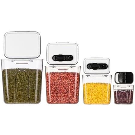 Recipiente Depozitare Alimente Flippy Set 4 Inchidere Ermetica Transparent Plastic Compatibile cu Masina de Spalat Vase — imagine 1