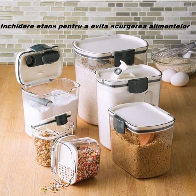 Recipiente Depozitare Alimente Flippy Set 4 Inchidere Ermetica Transparent Plastic Compatibile cu Masina de Spalat Vase — imagine 2
