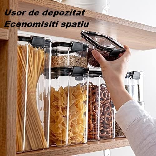 Recipiente Depozitare Alimente Flippy Set 4 Inchidere Ermetica Transparent Plastic Compatibile cu Masina de Spalat Vase — imagine 3
