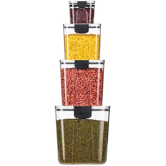 Recipiente Depozitare Alimente Flippy Set 4 Inchidere Ermetica Transparent Plastic Compatibile cu Masina de Spalat Vase — imagine 8
