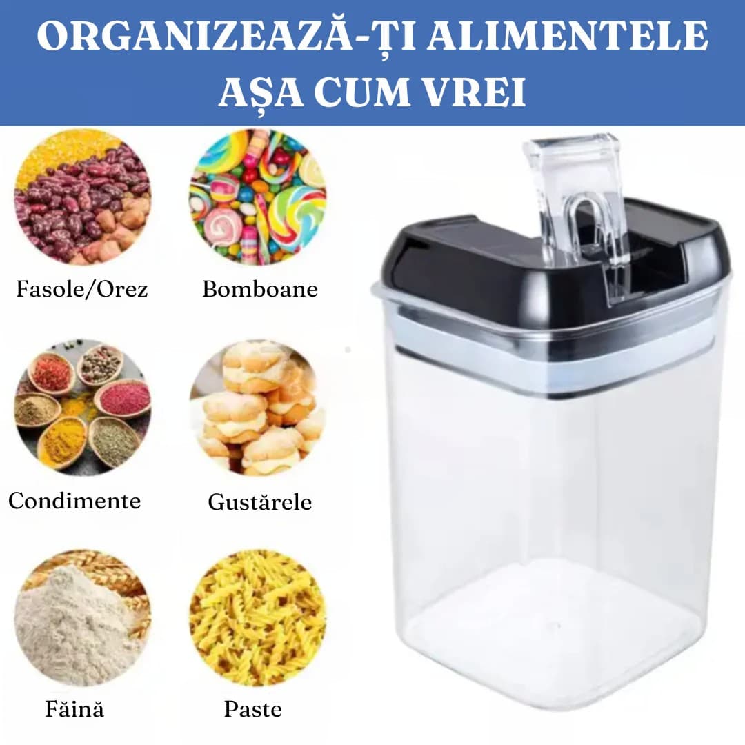 Set de 7 Recipiente de Organizare Alimente Flippy, Inchidere Etansa, Plastic Transparent — imagine 3