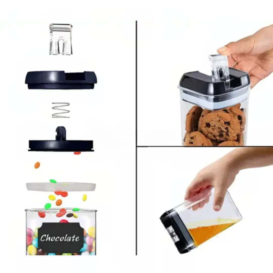 Set de 7 Recipiente de Organizare Alimente Flippy, Inchidere Etansa, Plastic Transparent — imagine 5