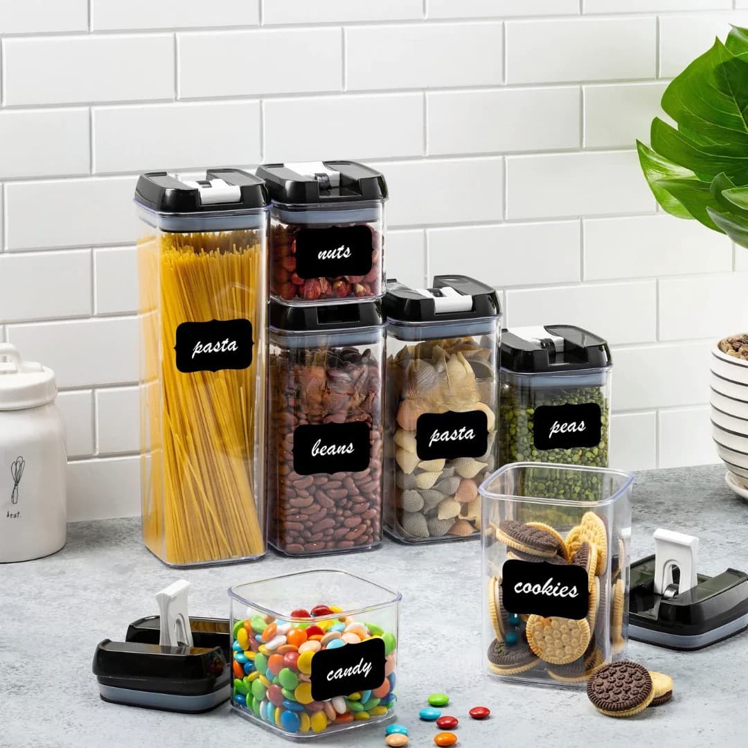 Set de 7 Recipiente de Organizare Alimente Flippy, Inchidere Etansa, Plastic Transparent — imagine 6