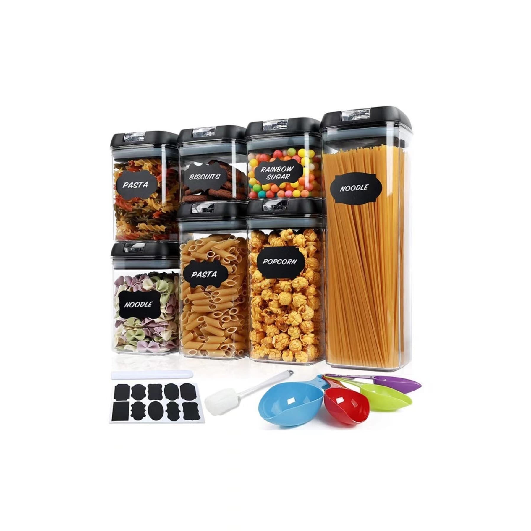 Set de 7 Recipiente de Organizare Alimente Flippy, Inchidere Etansa, Plastic Transparent — imagine 7