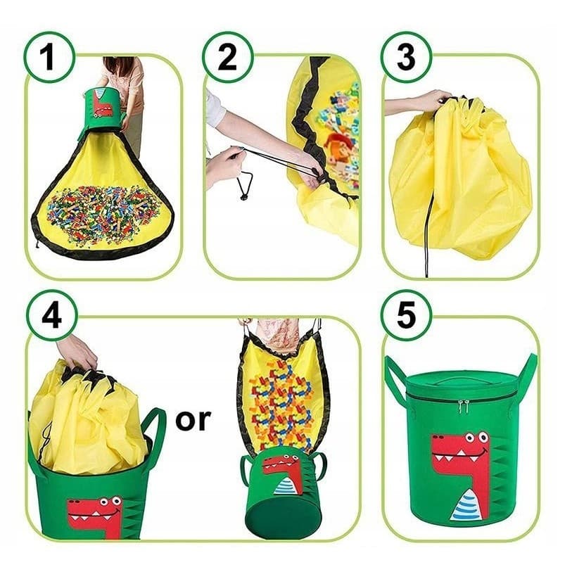 Cutie de depozitare 2in1 Flippy Impermeabila Covor Jucarii Lego — imagine 2