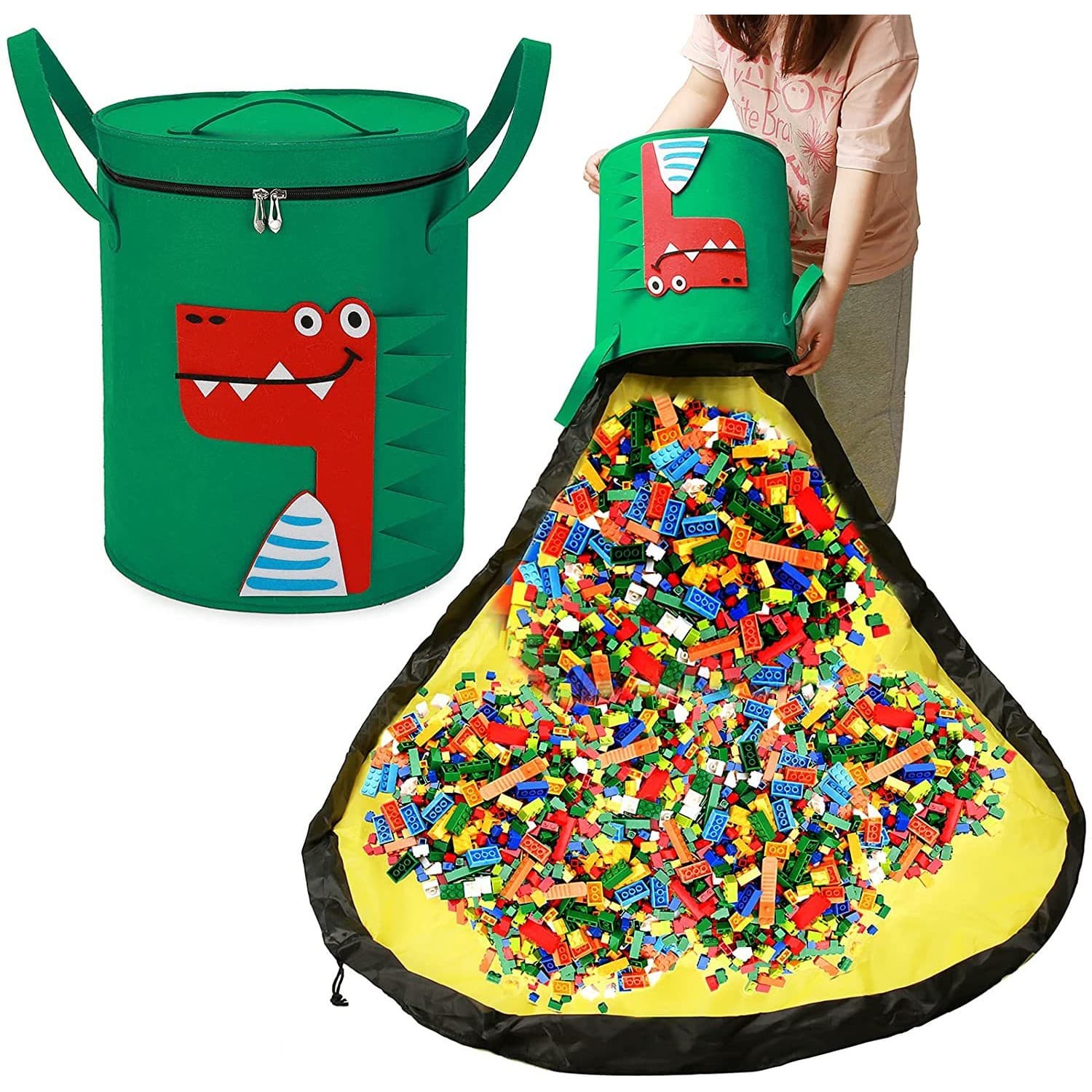 Cutie de depozitare 2in1 Flippy Impermeabila Covor Jucarii Lego — imagine 3
