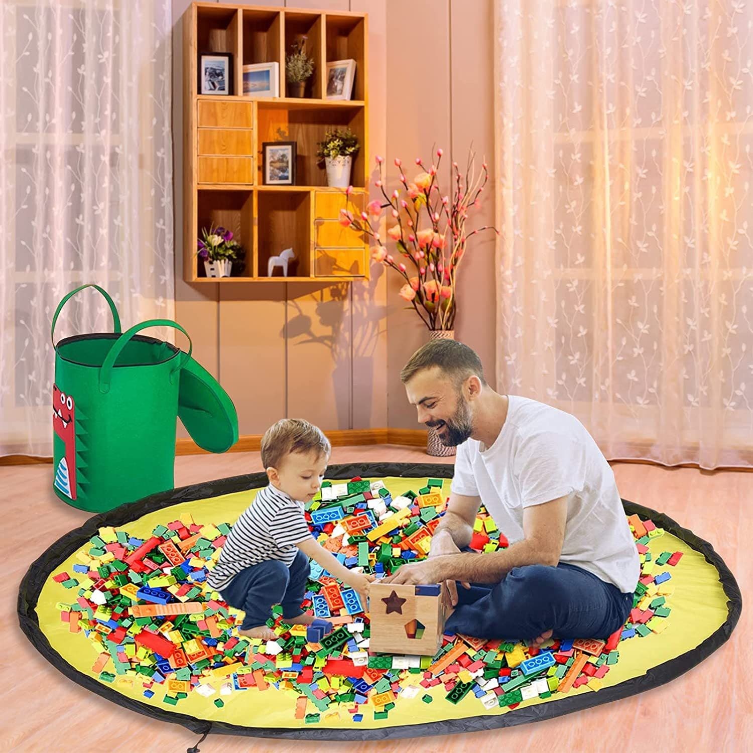 Cutie de depozitare 2in1 Flippy Impermeabila Covor Jucarii Lego — imagine 4