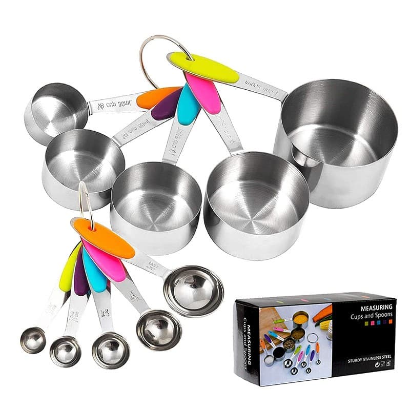Set de piese de masurare Flippy 5 linguri gradate + 5 ceasti gradate Inox + Silicon — imagine 1